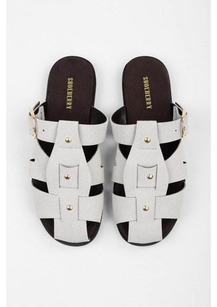 Kadın Sole Gri Süet Trok Detaylı Kemerli Terlik fiyatları