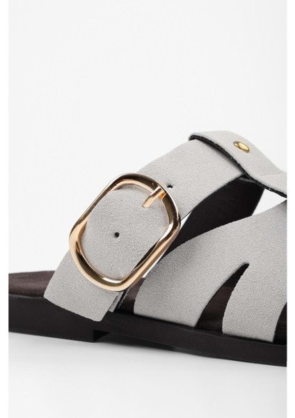 Kadın Sole Gri Süet Trok Detaylı Kemerli Terlik indirimleri