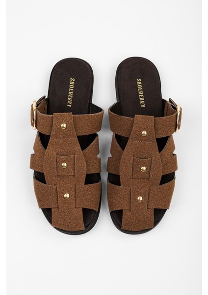 Kadın Sole Taba Süet Trok Detaylı Kemerli Terlik fırsatları