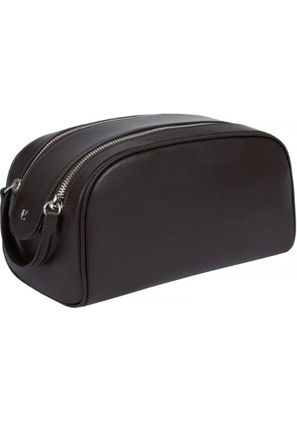 Winfred El Yapımı Deri Seyahat Makyaj Çantası Kahverengi