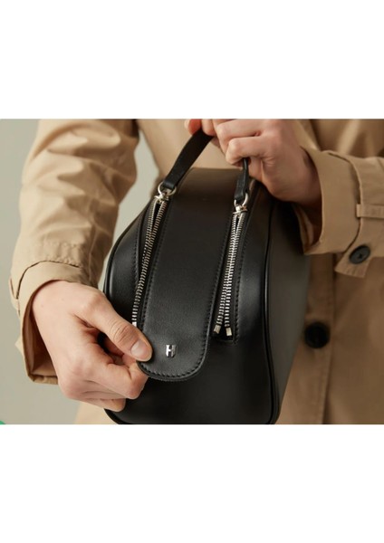 Winfred El Yapımı Deri Seyahat Makyaj Çantası Siyah fırsatları