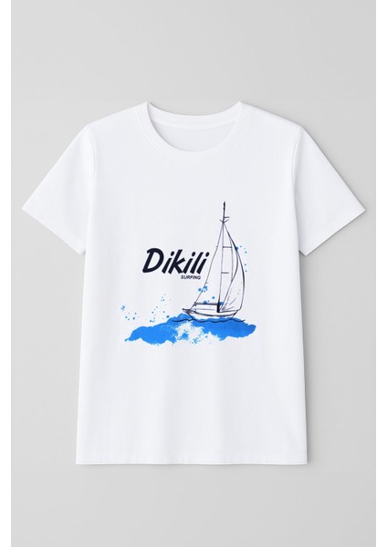 Kadın Bisiklet Yaka %100 Pamuk Dikili Baskılı Kısa Kollu T-Shirt fiyatları