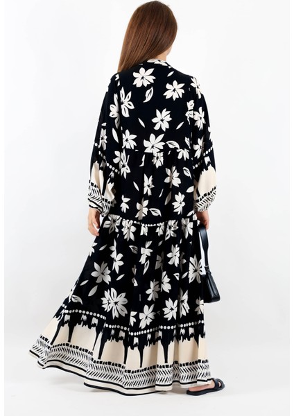 Prive Kadın Fulya %100 Viskon Maksi Boy Siyah Uzun Yazlık Elbise modelleri