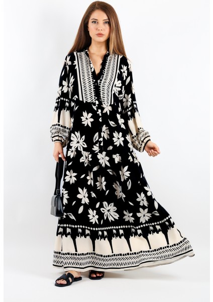 Prive Kadın Fulya %100 Viskon Maksi Boy Siyah Uzun Yazlık Elbise fırsatları