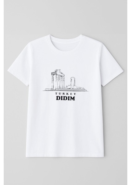 Kadın Bisiklet Yaka %100 Pamuk Didim Baskılı Kısa Kollu T-Shirt fiyatları