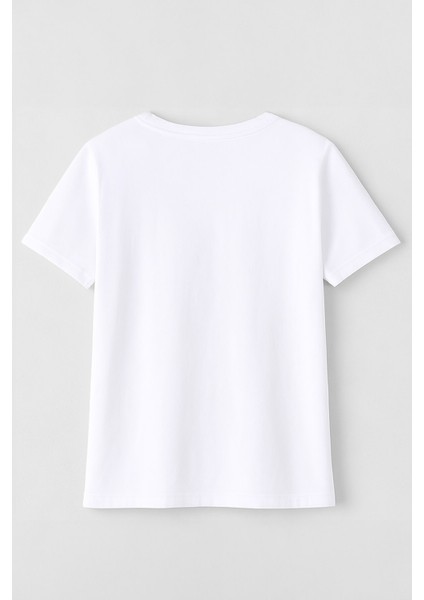 Kadın Bisiklet Yaka %100 Pamuk Didim Baskılı Kısa Kollu T-Shirt modelleri