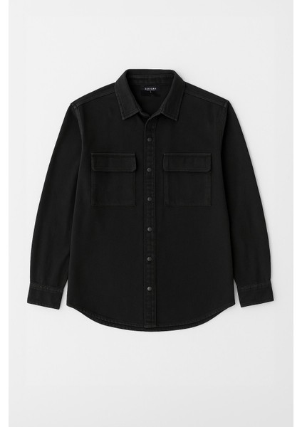 Erkek Cepli Siyah Jean Gömlek fiyatları