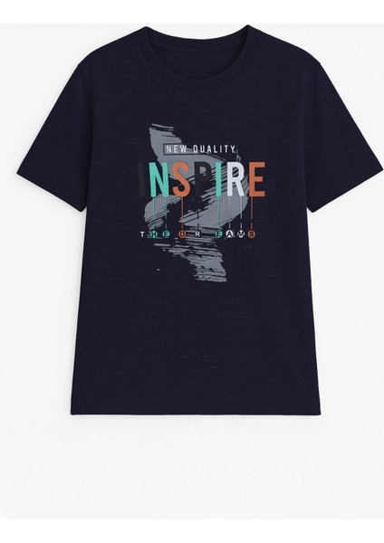 Erkek %100 Pamuk Bisiklet Yaka Yazı Baskılı T-Shirt fiyatları