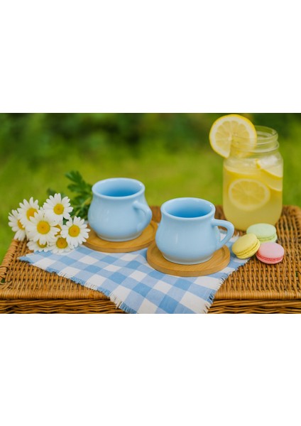 2'li Set Bambu Tabaklı Kahve Fincanı