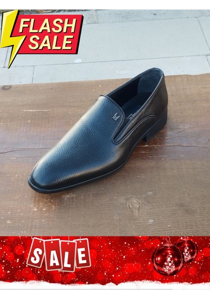 Erkek Kışlık Kundura Hakiki Deri Kauççuk Taban Bağcıksız