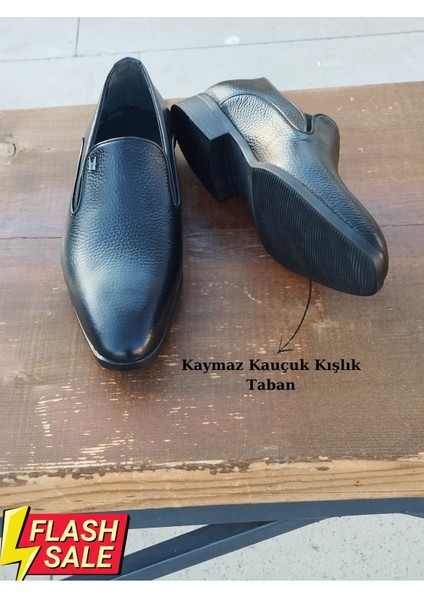 Erkek Kışlık Kundura Hakiki Deri Kauççuk Taban Bağcıksız fiyatları