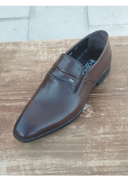 Erkek Kışlık Kundura Hakiki Deri Kauççuk Taban Bağcıksız