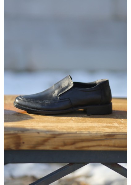 Klasik Kundura Hakiki Deri Kauççuk Taban Bağcıksız Mevsimlik Babalar Için fırsatları