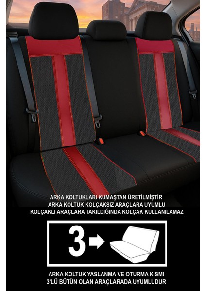 Toyota Yarıs 2011-2020UYUMLU Oto Koltuk Kılıfıs-Sport Serisi- Kırmızı fiyatları