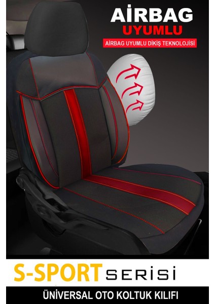 Toyota Yarıs 2011-2020UYUMLU Oto Koltuk Kılıfıs-Sport Serisi- Kırmızı modelleri