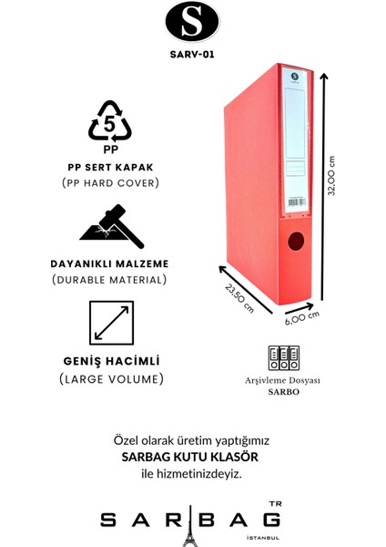 Sarbag Sert Plastik Arşiv Kutusu 24X32X6 cm indirimleri