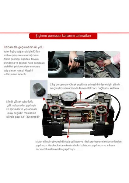 12V 150PSI Ağır Çift Silindir Hava Kompresörü Seti Çantalı Araba Kamyon Lastik Şişirme Pompası fiyatları