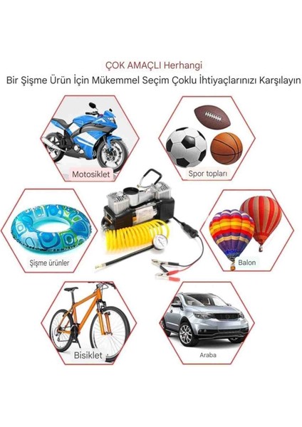 12V 150PSI Ağır Çift Silindir Hava Kompresörü Seti Çantalı Araba Kamyon Lastik Şişirme Pompası indirimleri
