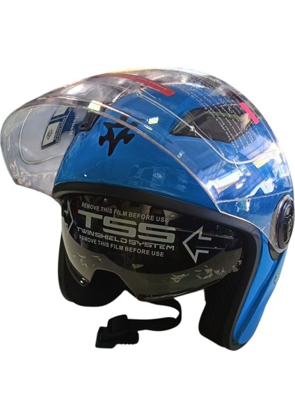 Güneş Vizörlü Açık Motosiklet Kaskı (Mavi) modelleri