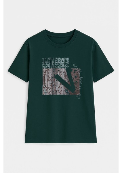 Erkek Rahat Kesim Bisiklet Yaka Baskı Detay T-Shirt fiyatları