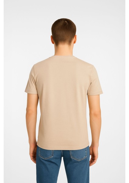 Erkek Rahat Kesim Bisiklet Yaka Yazı Baskılı T-Shirt fiyatları