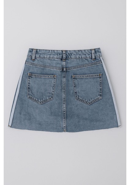 Yüksek Bel Püsküllü Mini Jean Etek fiyatları