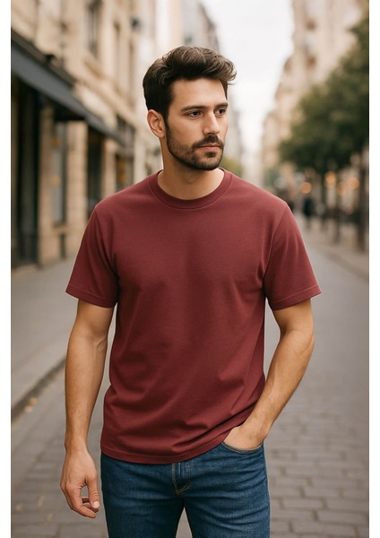 Erkek %100 Pamuk Basic T-Shirt