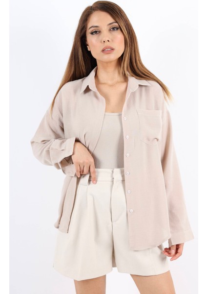 Kadın Well Taş Keten Gömlek