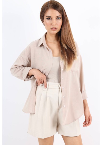 Kadın Well Taş Keten Gömlek