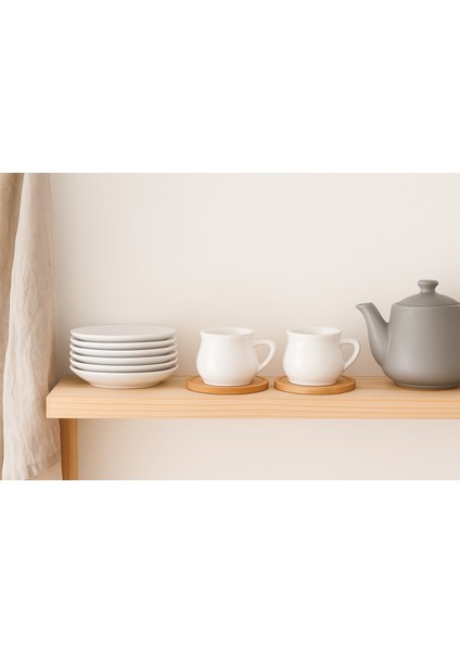 2'li Set Bambu Tabaklı Kahve Fincanı