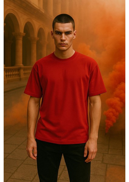 Erkek Bisiklet Yaka Oversize %100 Pamuk T-Shirt