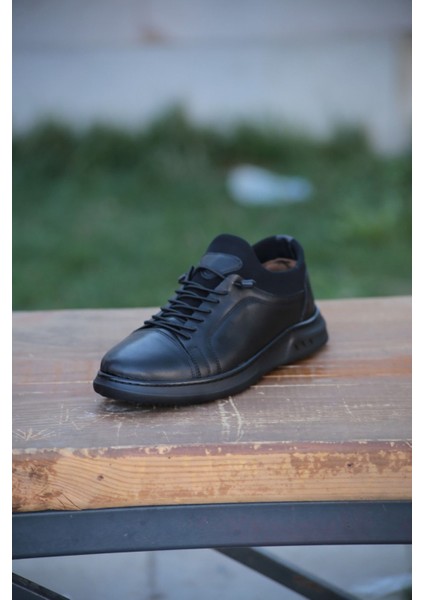 Erkek Hakiki Deri Kışlık Iç Dış Deri Kauççuk Taban Yanlar Dikişli Sportif Ortobetik Sneaker