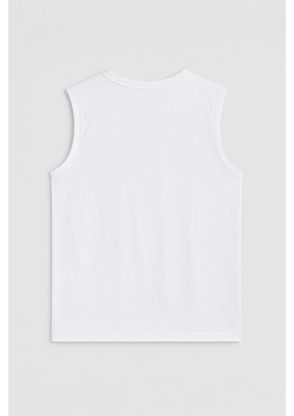 Erkek Bisiklet Yaka Baskılı Antrasit Kolsuz T-Shirt modelleri