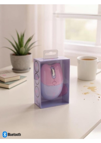 Sevimli Kedi Kablosuz Mor Mouse Bluetooth + 2.4G Dual Mode Catmouse fırsatları