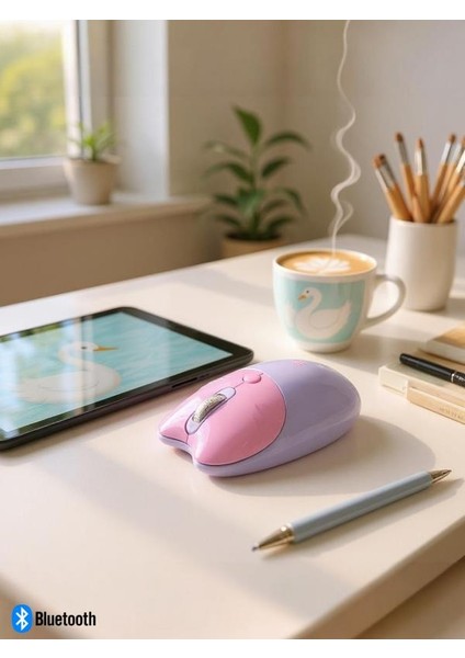 Sevimli Kedi Kablosuz Mor Mouse Bluetooth + 2.4G Dual Mode Catmouse