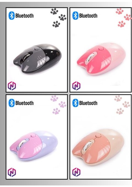 Sevimli Kedi Kablosuz Mor Mouse Bluetooth + 2.4G Dual Mode Catmouse