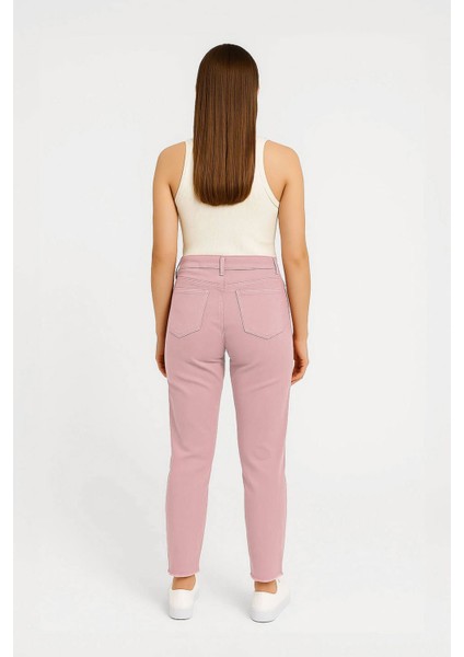 Kadın Paçası Püskül Detaylı Jean Pantolon Pembe fiyatları
