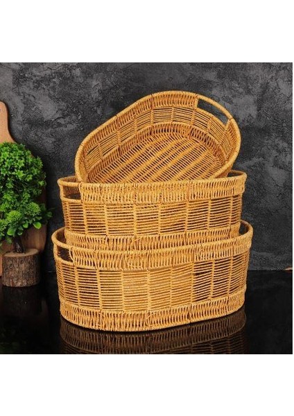 Oval Rattan Büyük Boy Sepet