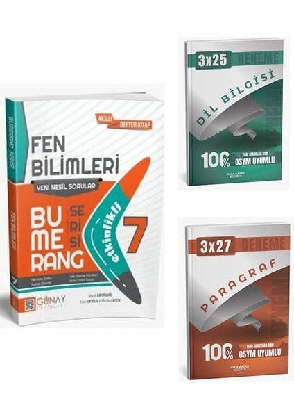 Günay Yayınları 2026 7. Sınıf Bumerang Serisi Fen Bilimleri Akıllı Defter Kitap+Anlakazan Paragraf
