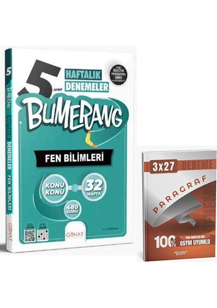 Günay Yayınları 2026 5. Sınıf Bumerang 32 Haftalık Fen Bilimleri Denemeleri+Anlakazan Paragraf