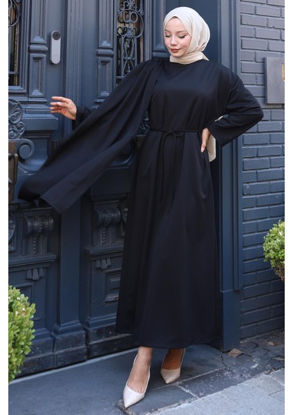 Şal Detaylı Elbise Siyah HM2792