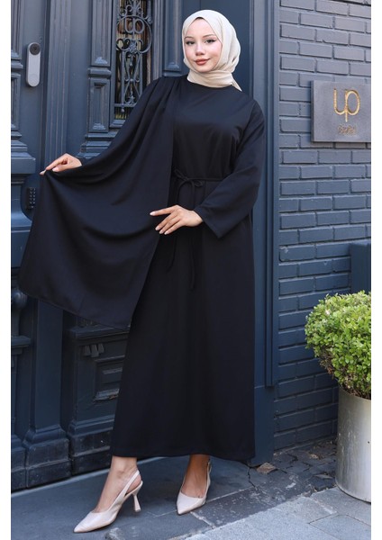Şal Detaylı Elbise Siyah HM2792 modelleri