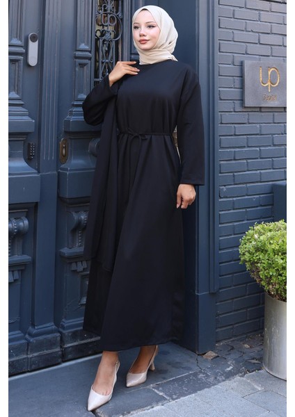 Şal Detaylı Elbise Siyah HM2792 fırsatları