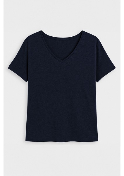 Kadın V Yaka Kısa Kollu Ince Esnek T-Shirt fiyatları