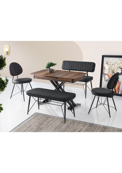 Ahtapot Sandalye -Ahtapot Sırtlı Bench -Ahtapot Sırtsız Bench 120+30 Milano Açılabilir Masa Takımı
