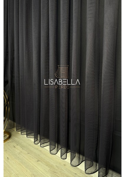 Saf Elegans Koyu Antrasit Renk (1x2.5 Pile Dikişli) Orjinal Ağır Gramajlı Tül Perde