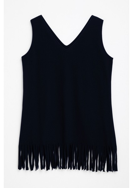 Kadın V Yaka Kolsuz Beach Baskılı Püsküllü Ince Esnek Plaj Elbise modelleri