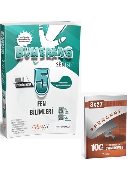 Günay Yayınları 2026 5. Sınıf Fen Bilimleri Bumerang Etkinlikli Akıllı Defter Kitap+Anlakazan Paragraf
