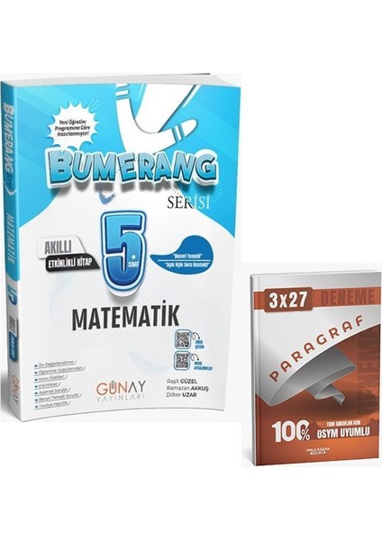 Günay Yayınları 2026 5. Sınıf Matematik Bumerang Etkinlikli Akıllı Defter Kitap+Anlakazan Paragraf