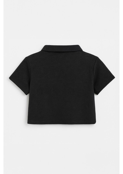Kadın Polo Yaka Fermuarlı Crop T-Shirt fiyatları